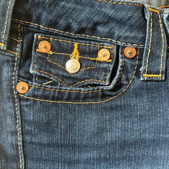 True Religion | Low Rise Boot Cut Dark Denim Jeans Size 24 - Picture 7 of 16